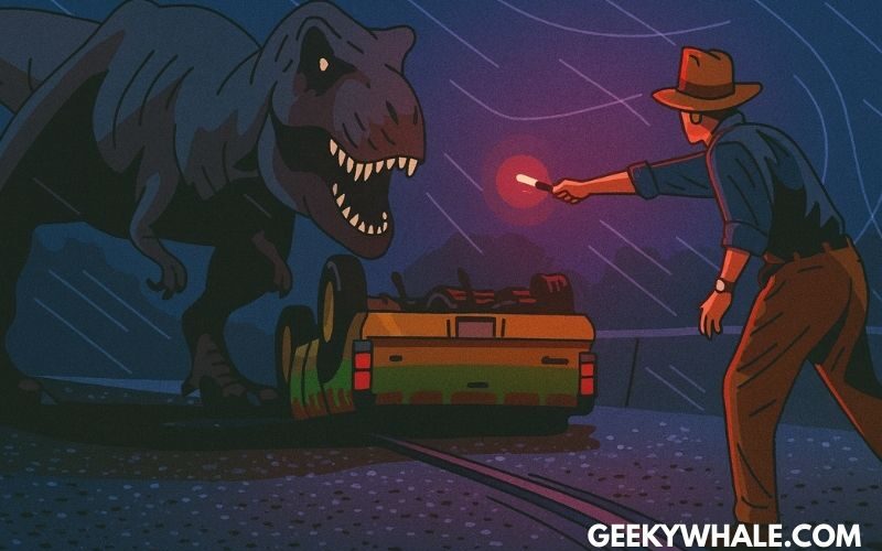 cartoon jurassic park t rex alan grant