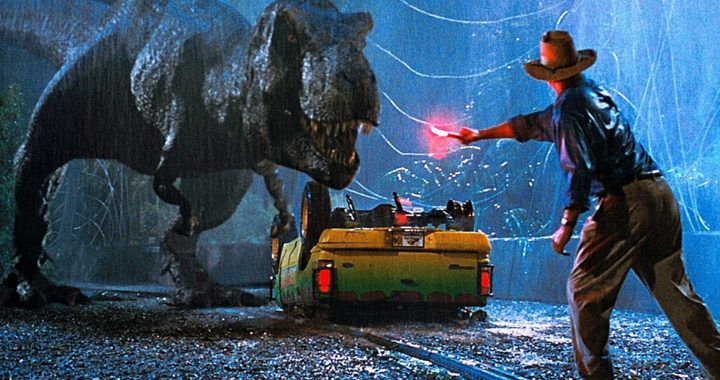 Alan Grant lure T-Rex with a flare in Jurassic Park