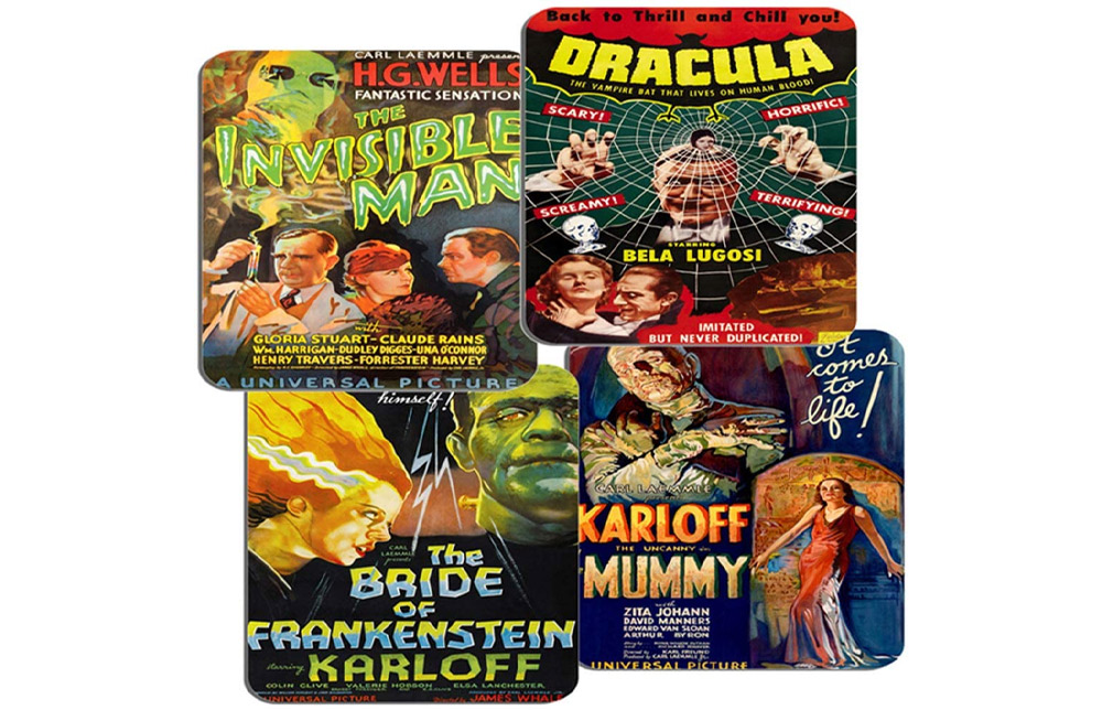 Gift ideas for horror fans - classic horror coasters 