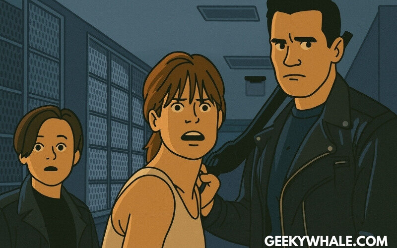 cartoon terminator arnie sarah john in asylum