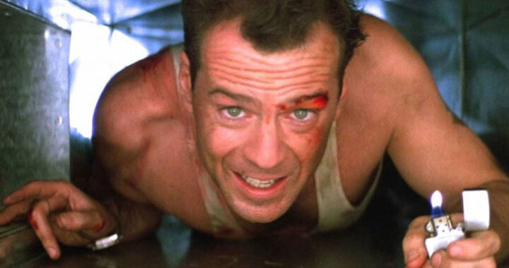 Bruce Willis as John McClane in the air vent in Die Hard 1988